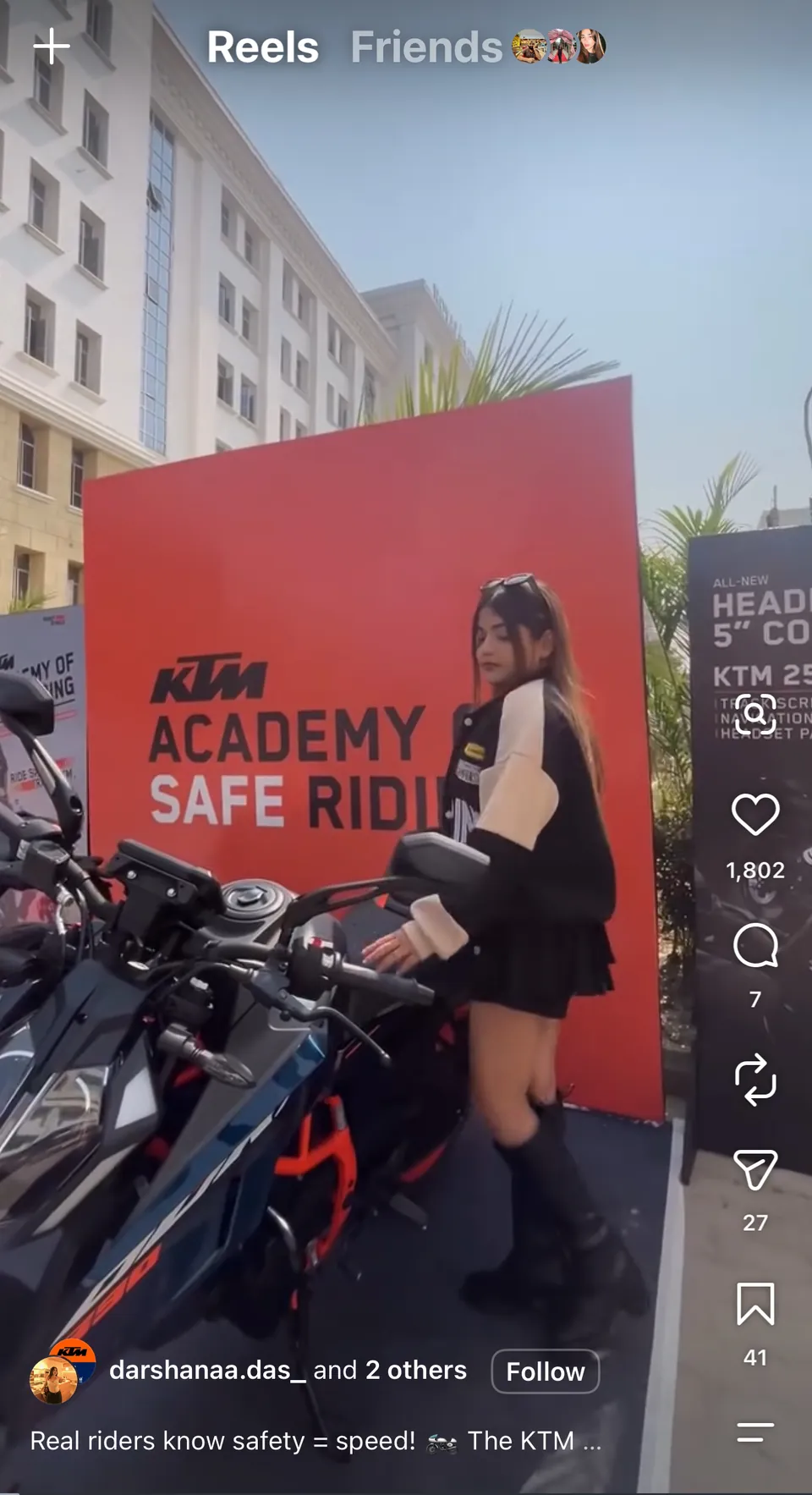 KTM campus activation shared as an Instagram story by a student creator
