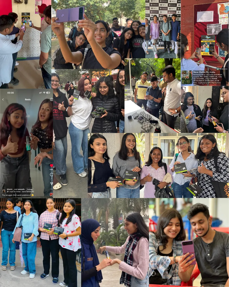 Students taking part in a brand activity on campus